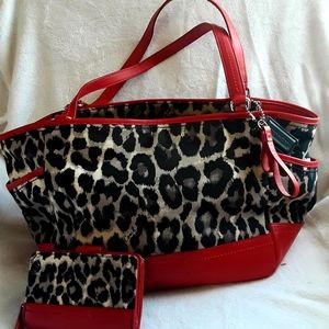 Coach Red animal print purse & wallet
